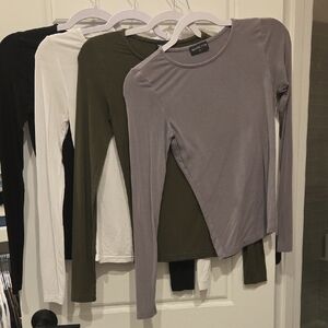 White Fox Boutique Long Sleeve Tops - Black, White, Olive, Gray